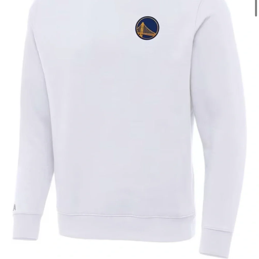 Classic White and Blue Crewneck Sweater with Emblem